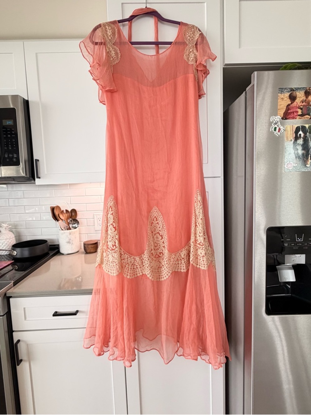 AUTHENTIC vintage 1920s silk chiffon dress size small fitting like a 6